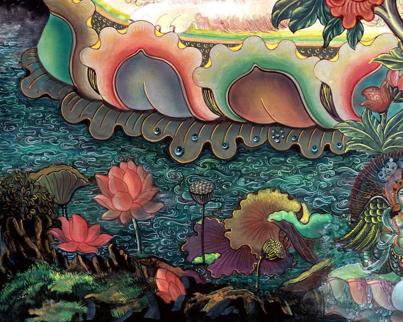 The Bodhisattva of Wisdom Manjushri Thangka Print | Vajrayana Deity Jampelyang Canvas Print