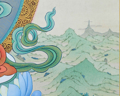 Buddhist Art: The Manjushri Thangka Print | Marvelous Manjushree Wall Decor | Tibetan Buddhism Art