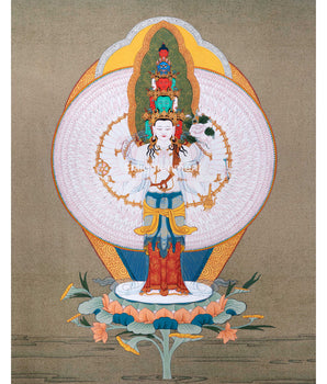 Buddha of Compassion, The 1000 Armed Chenrezig | Thangka for Meditation Practice