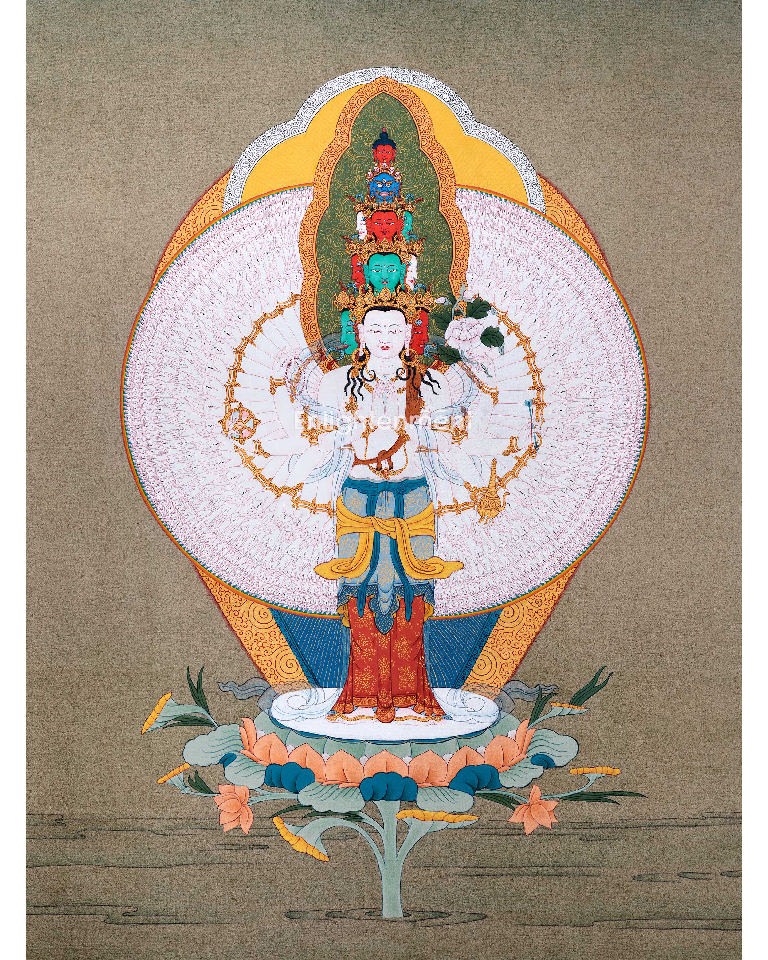 Buddha of Compassion, The 1000 Armed Chenrezig | Thangka for Meditation Practice