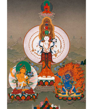 1000 Arm Chenrezig Thangka | Traditional Tibetan Bodhisattva Art