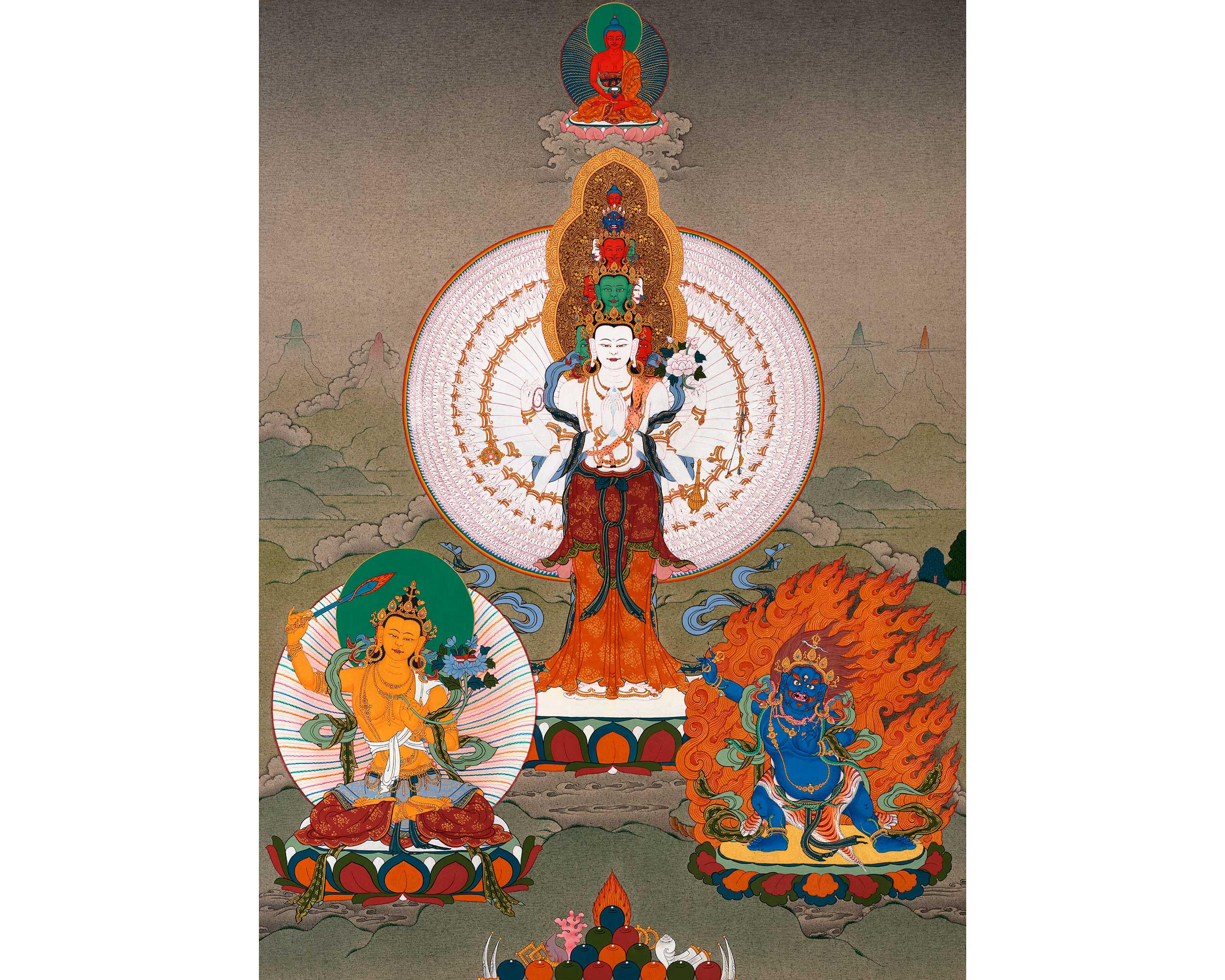 1000 Arm Chenrezig Thangka | Traditional Tibetan Bodhisattva Art