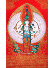 Himalayan Tibetan Thangka For 1000 Arm Chenrezig Sadhana Practice | Traditional Tibetan Bodhisattva Art