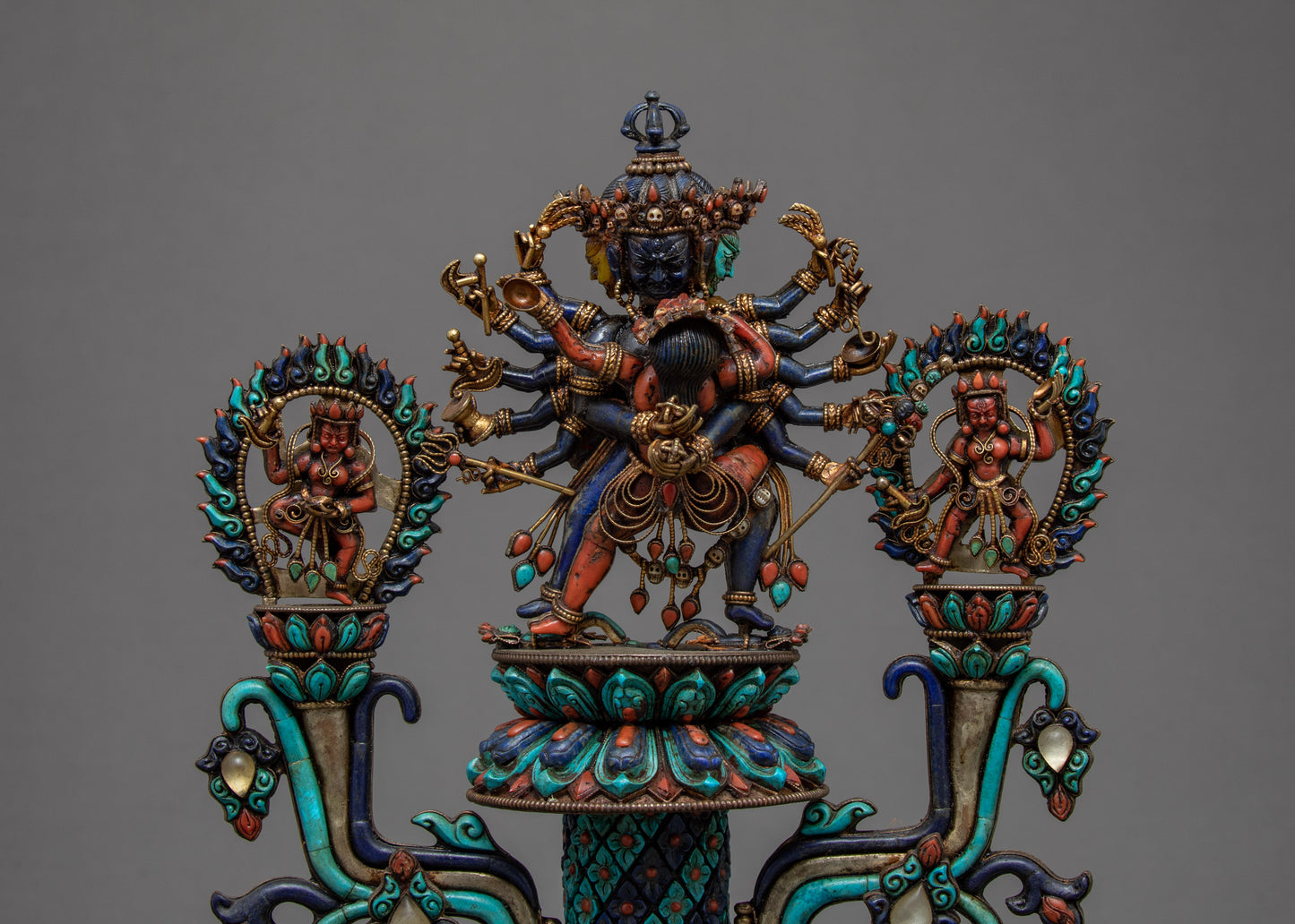 Chakrasamvara Statue Base | 3D Copper Statue Display Stand for Home Decor | Nepali Art