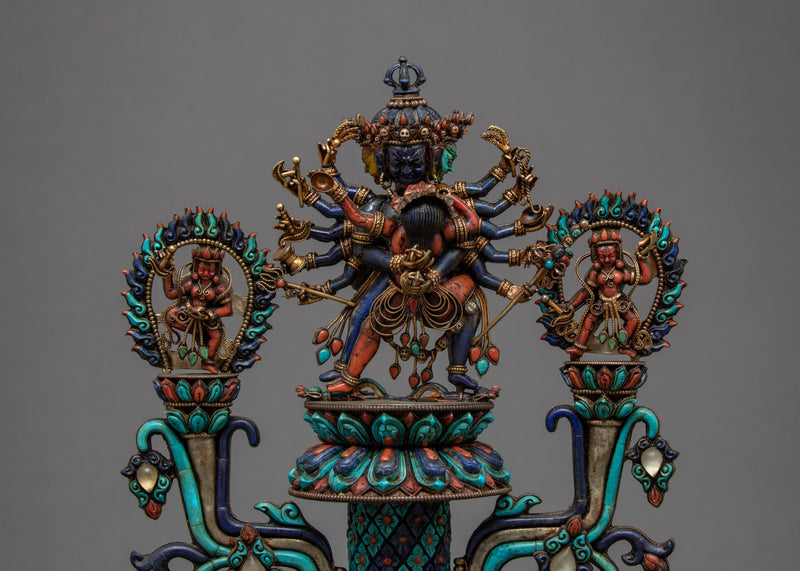 Chakrasamvara Statue Base | 3D Copper Statue Display Stand for Home Decor | Nepali Art