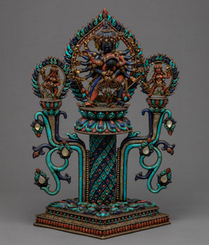 Chakrasamvara Statue Base | 3D Copper Statue Display Stand for Home Decor | Nepali Art