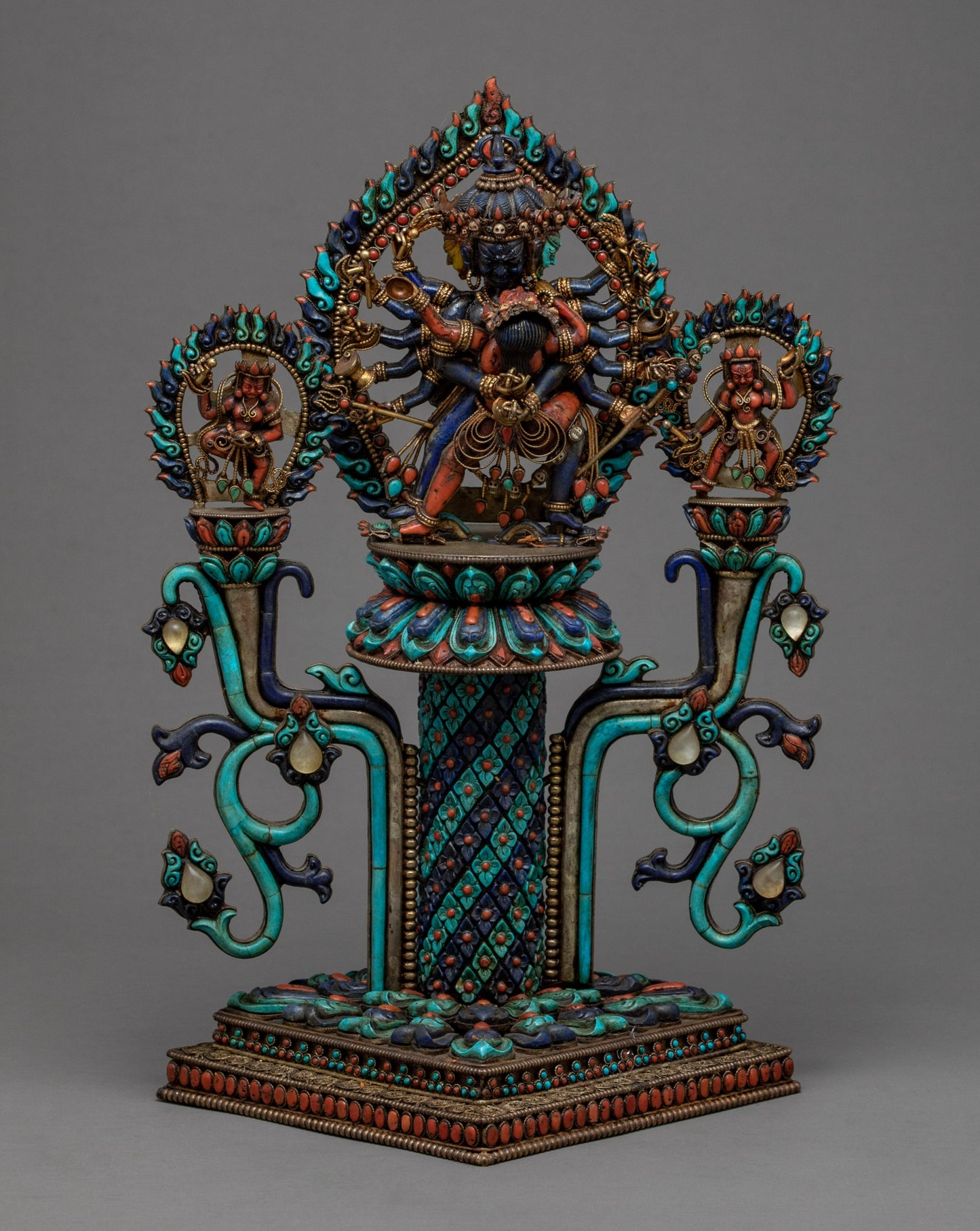 Chakrasamvara Statue Base | 3D Copper Statue Display Stand for Home Decor | Nepali Art