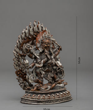 Black Six Armed Mahakala Statue | Traditional Buddhist Art