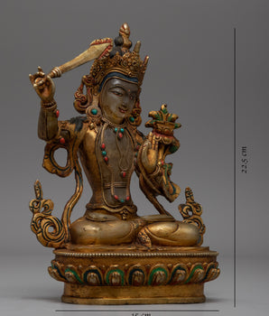 Crystal Manjushri Statue | Authentic Buddhist Statue | Vintage Decorative