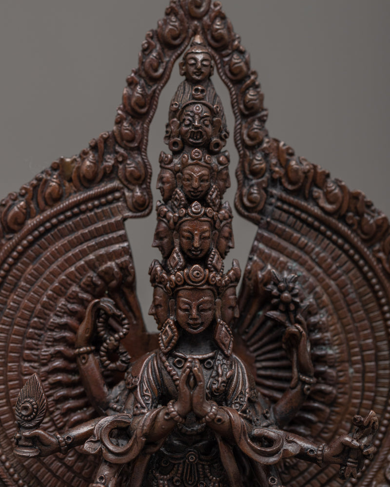 1000 Armed Chenrezig Copper Statue | Bodhisattva of Compassion