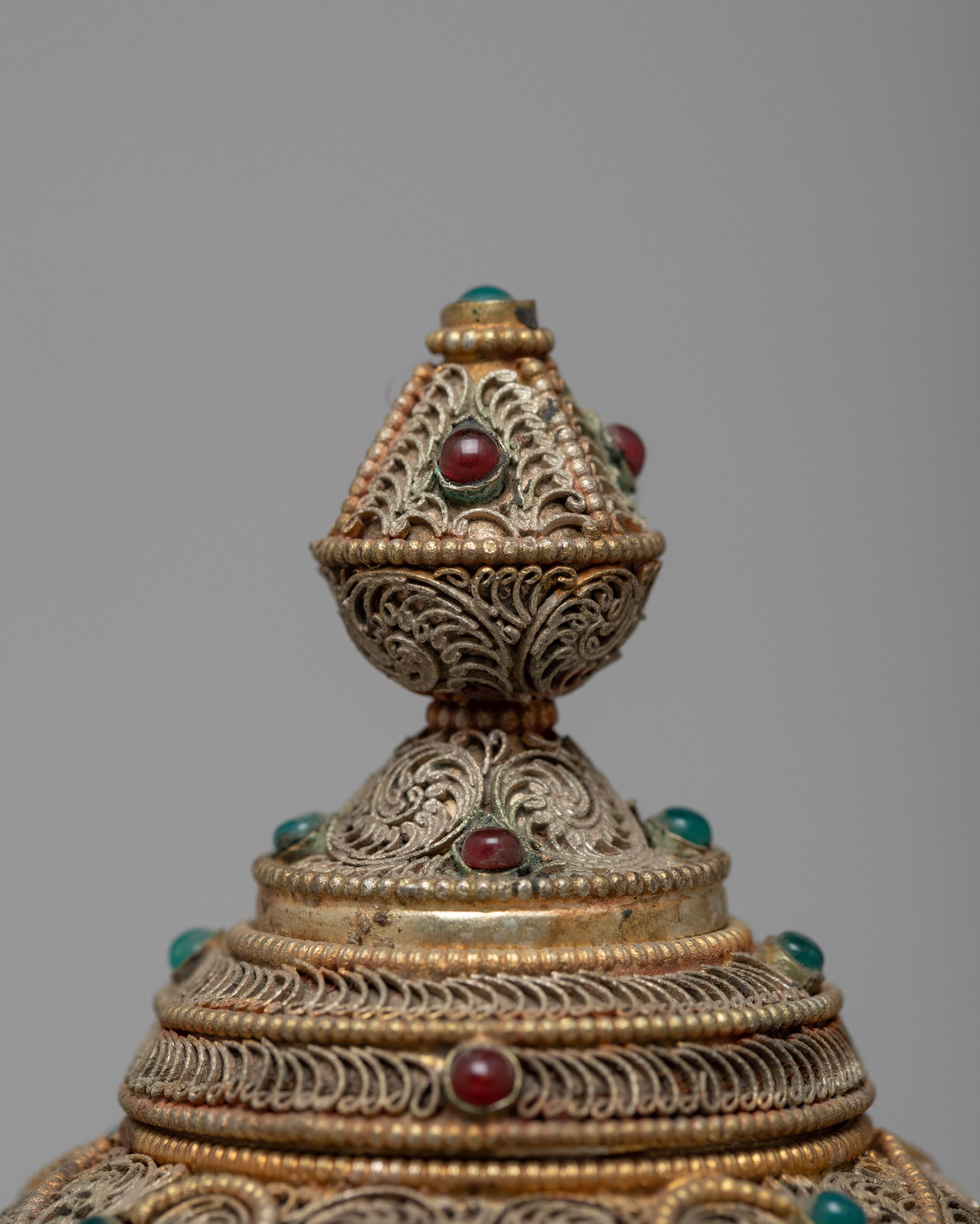 Handcrafted Buddhist Offering rice pot | Sacred Tibetan Ritual Vessel