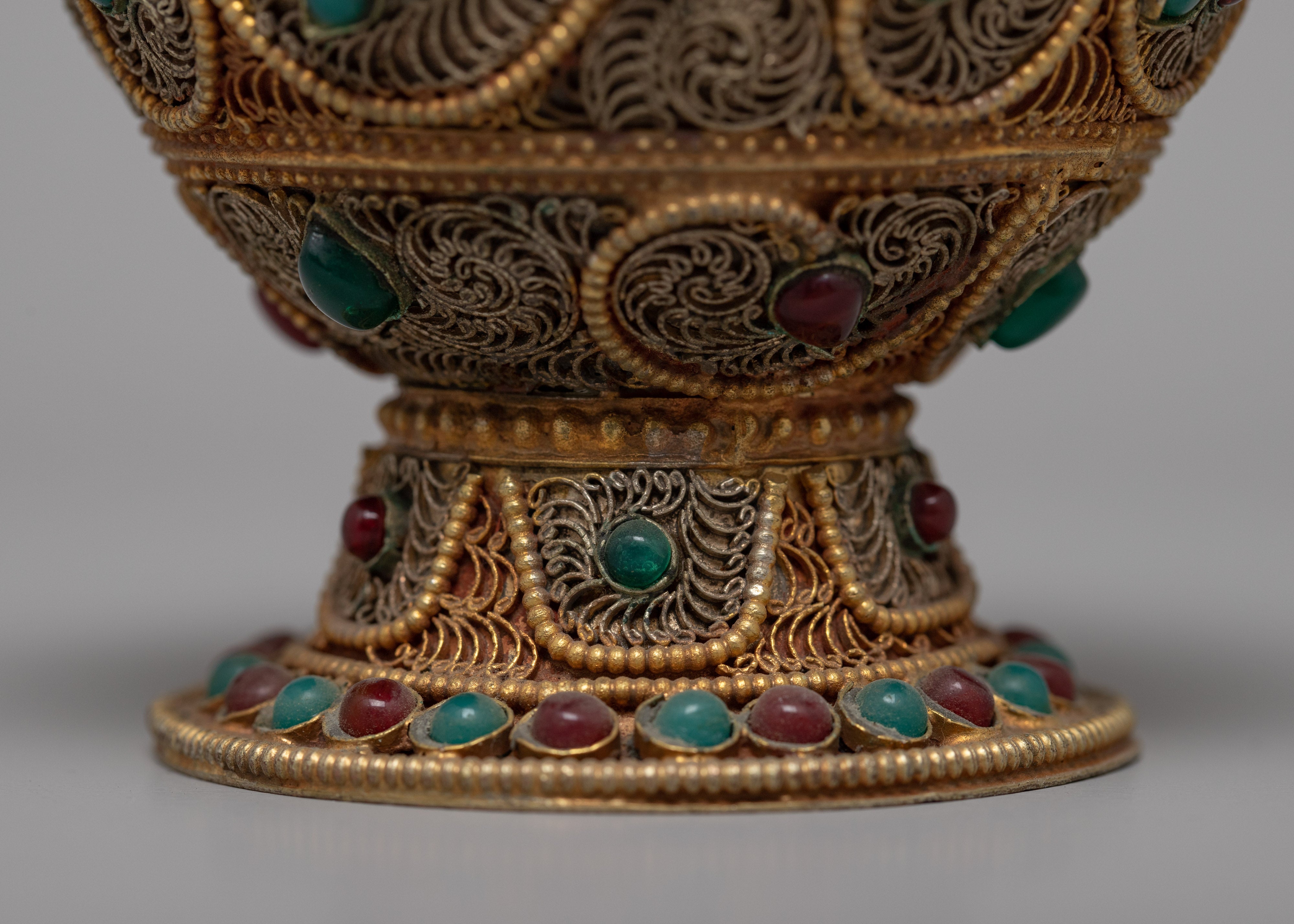 Handcrafted Buddhist Offering rice pot | Sacred Tibetan Ritual Vessel