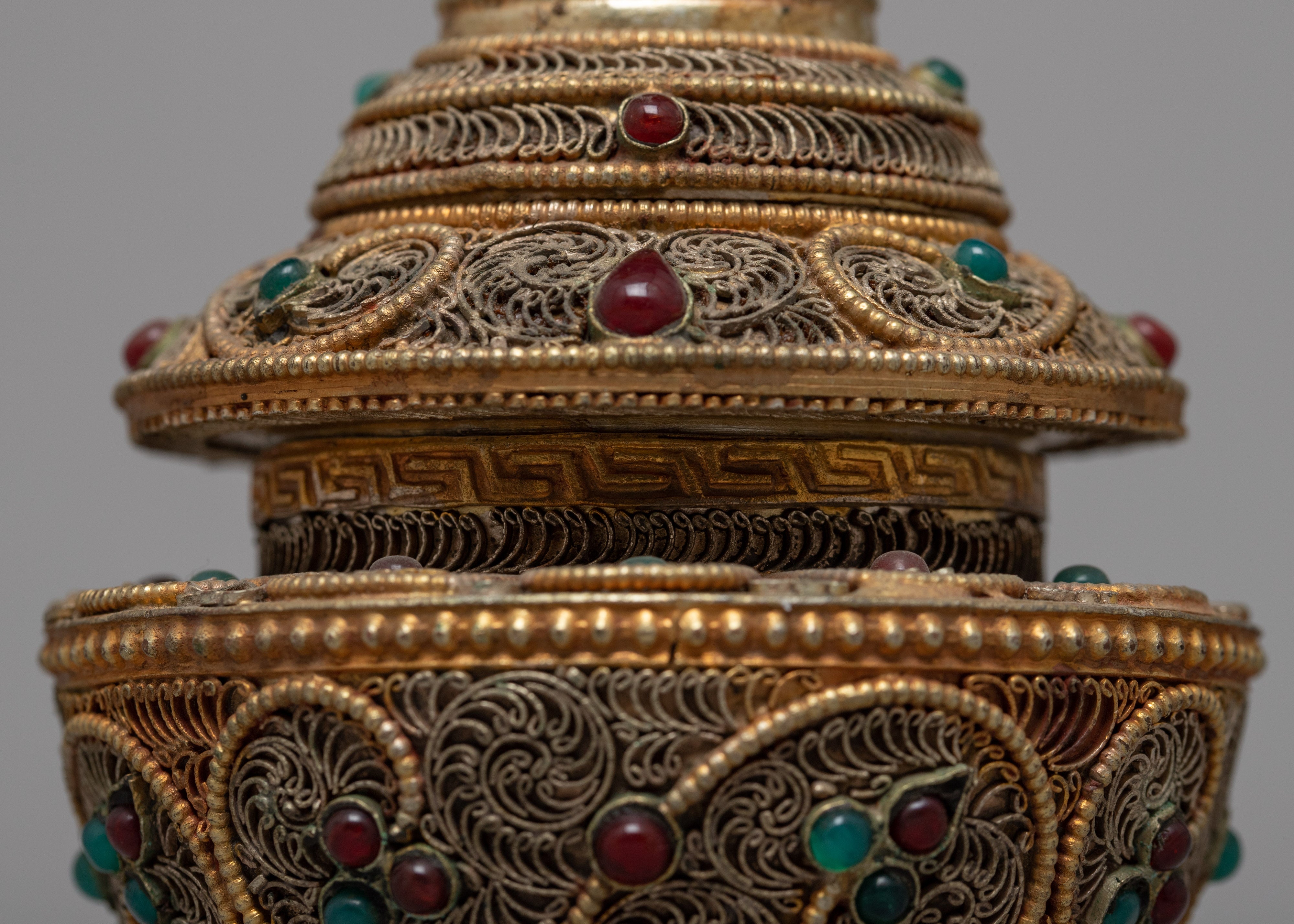 Handcrafted Buddhist Offering rice pot | Sacred Tibetan Ritual Vessel