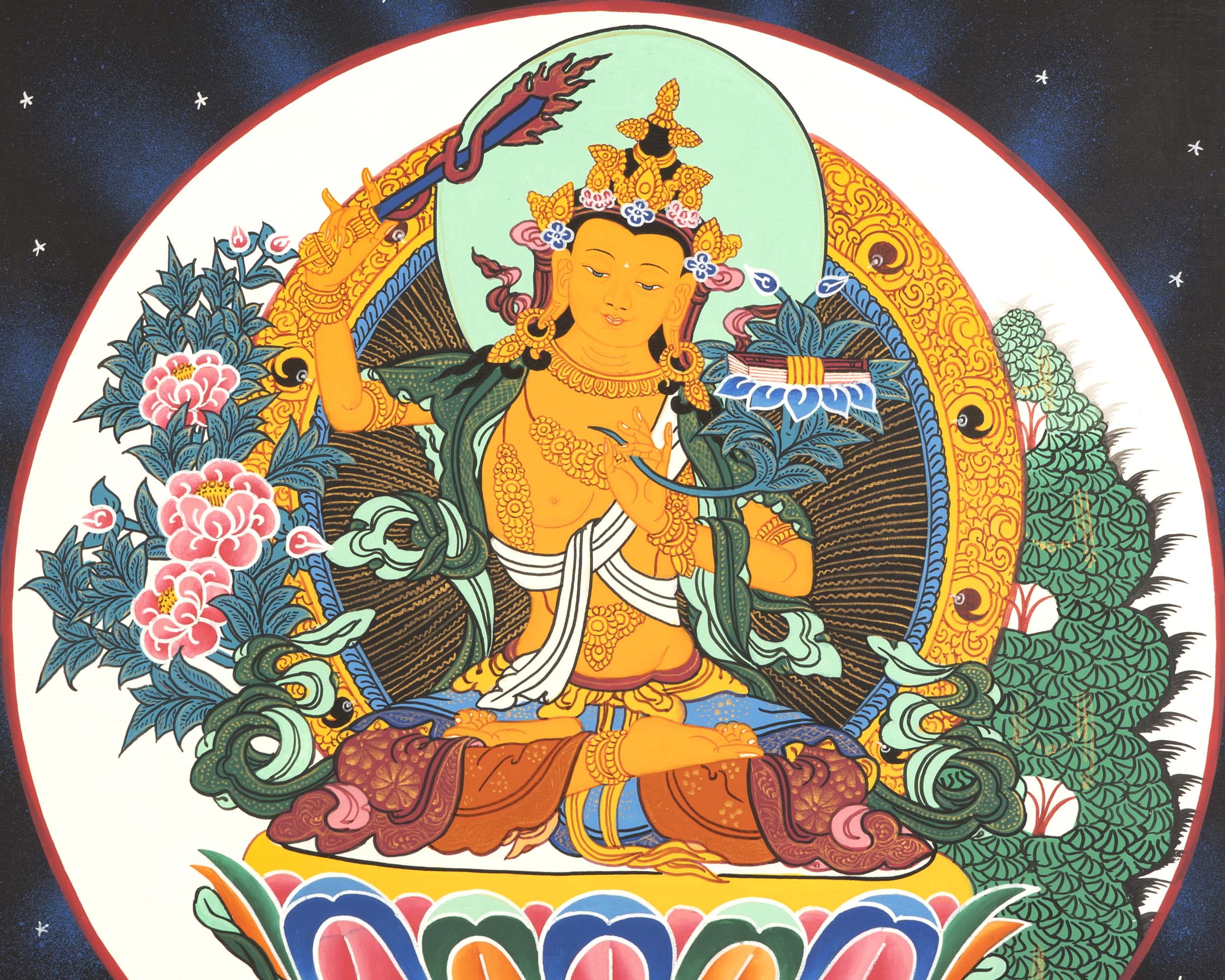 Manjushri Thangka | Deity Of Wisdom And Compassion | Wall Decorations
