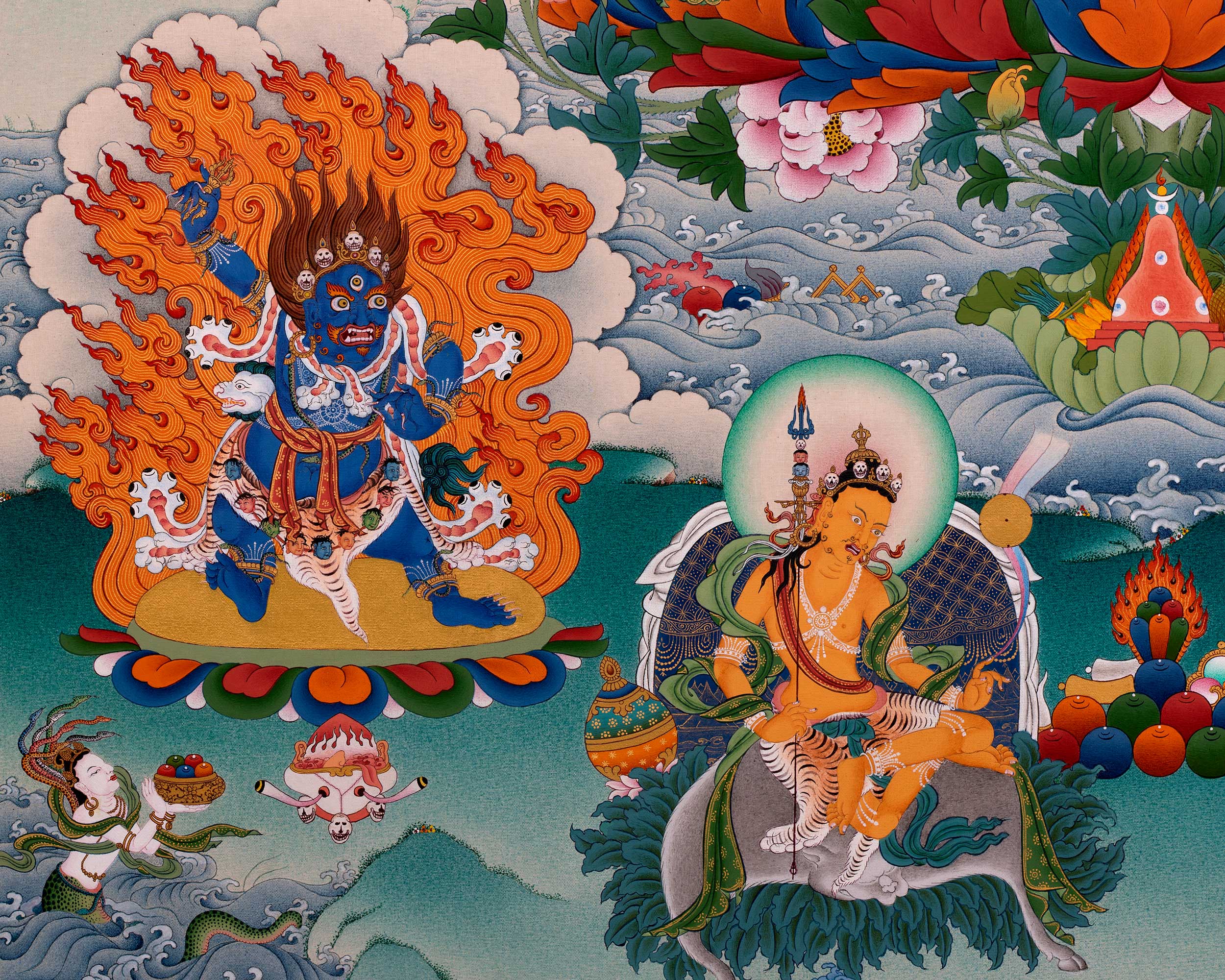 Guru Padmasambhava Manifestation Thangka | Tibetan Thangka Canvas Print