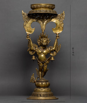 Traditional Oil Lamp Set | Buddhist Lion lamp