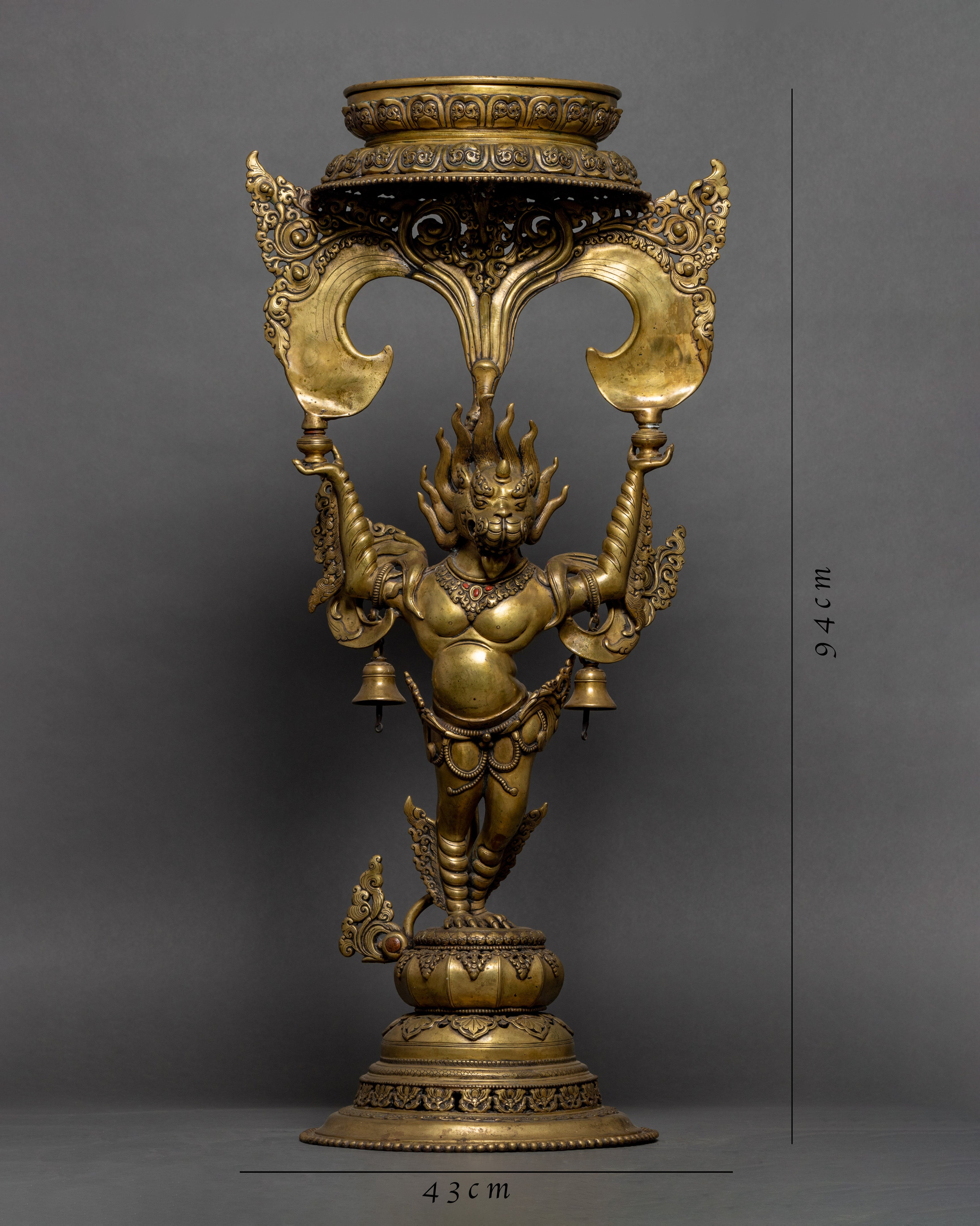 Traditional Oil Lamp Set | Buddhist Lion lamp