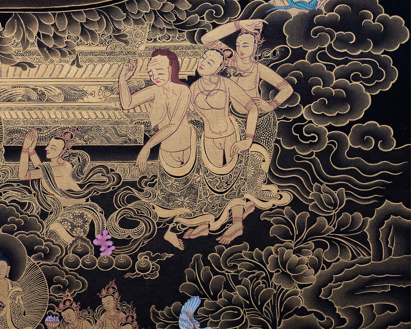 Buddha Shakyamuni And Mara Thangka Art | Traditional Hand Painted Artwork | Harmony Of Light And Darkness