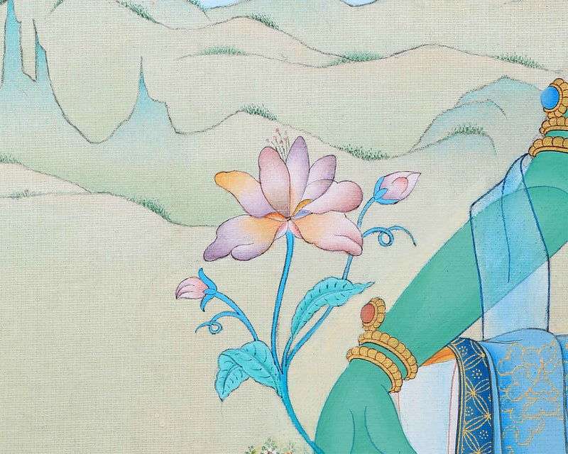Mother Green Tara Thangka Print | Goddess of Compassion | Tibetan Buddhist Artwork