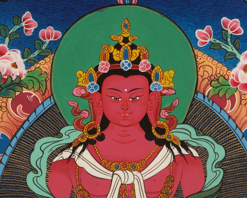 Red Amitayus Buddha Thangka | Tibetan Wall Decoration