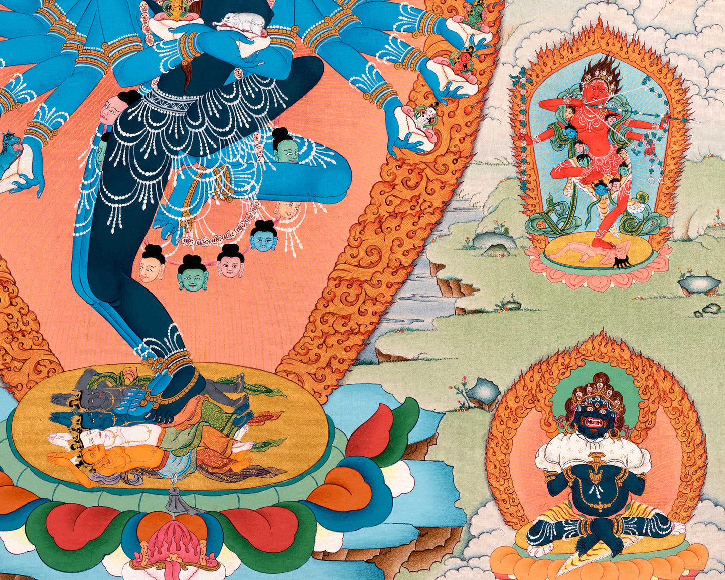 Hevajra Thangka Print | Nairatmya and Other Deities Painting