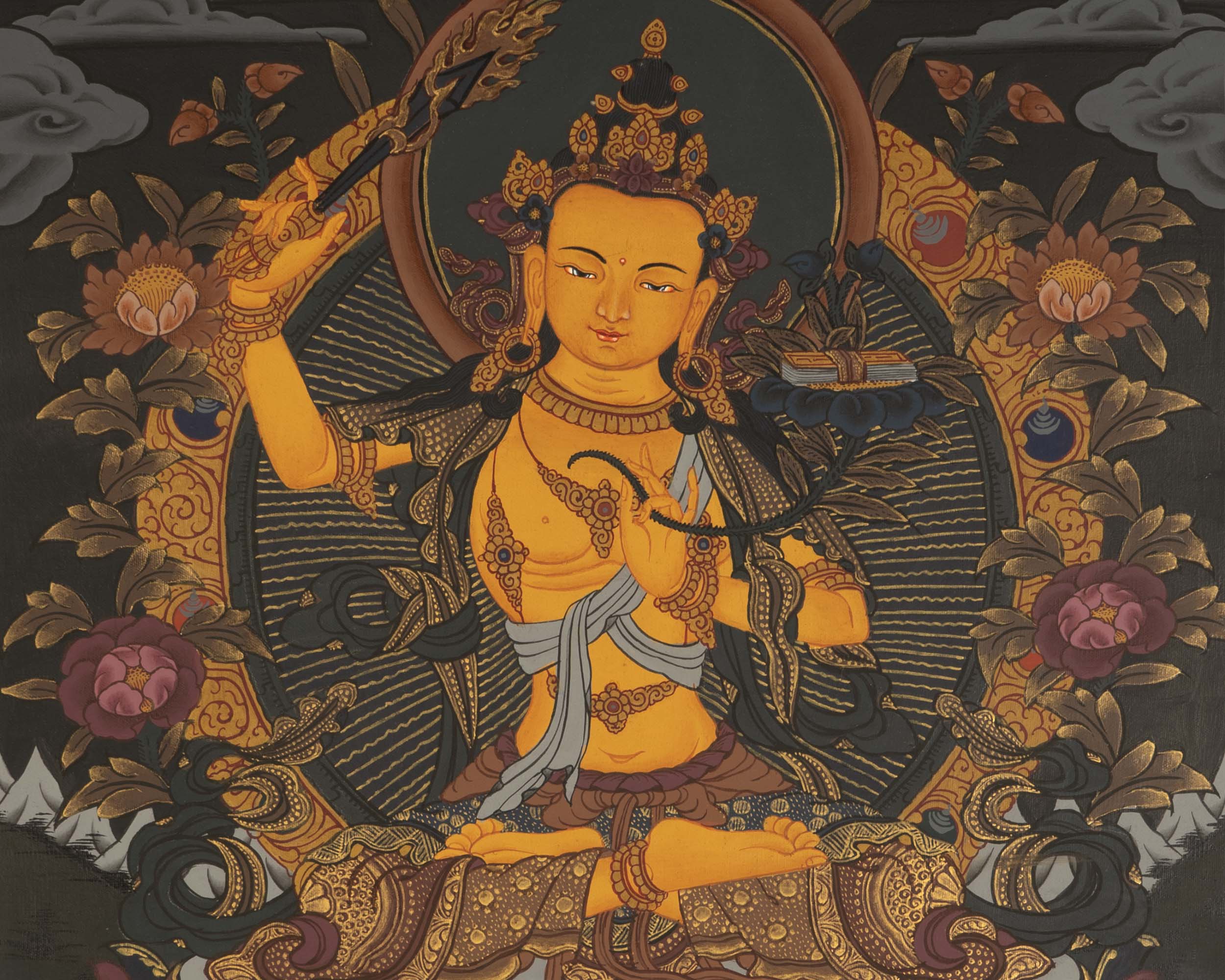 Bodhisattva Manjushree Thangka |  Hand Painted Thangka | Tibetan Art