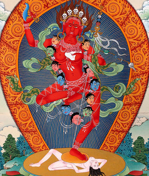Dorje Phagmo, Vajravarahi Mandala Thangka with Four Dakini, Karma Kagyu Tradition