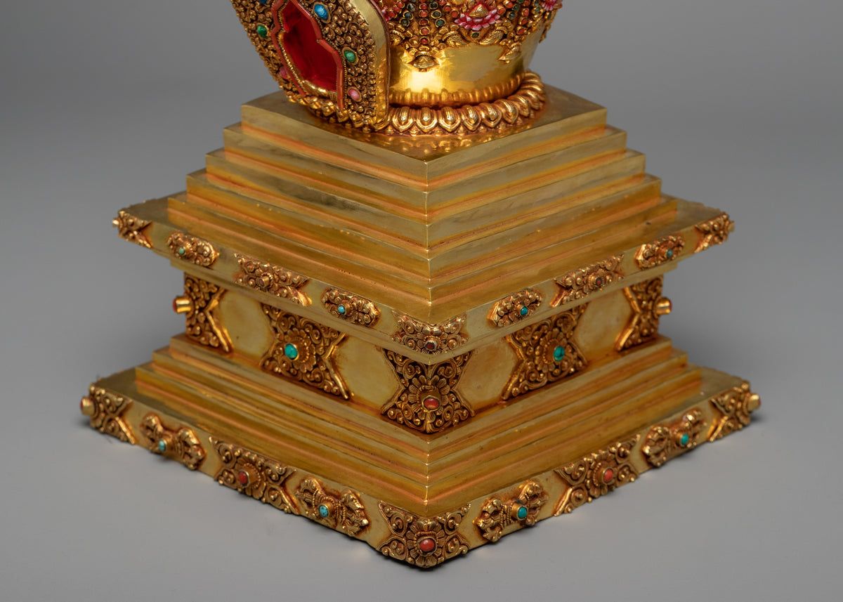 Gold Plated Stupa | Unique Decorative Object | Gift For Buddhist