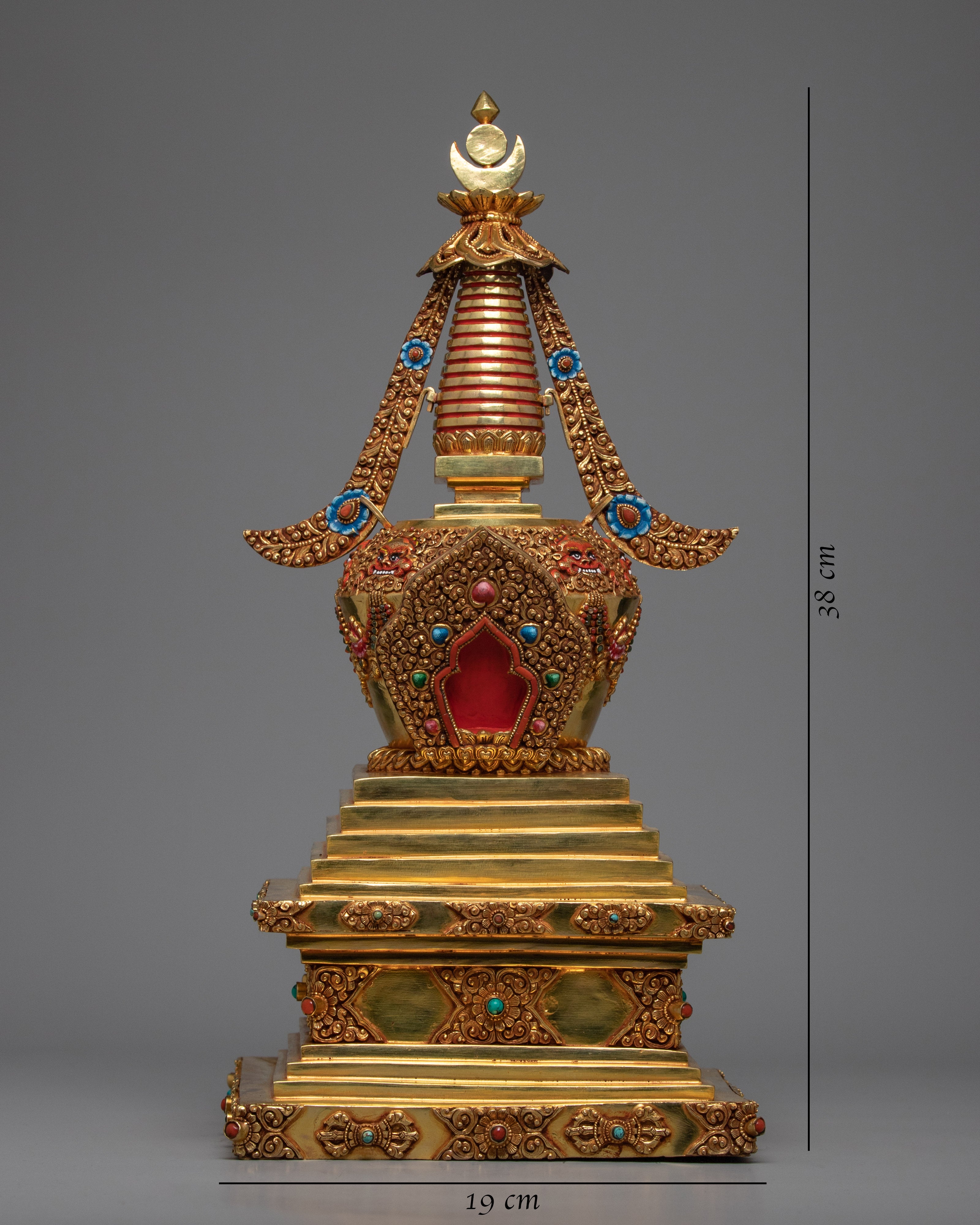 Gold Plated Stupa | Unique Decorative Object | Gift For Buddhist