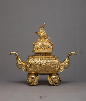 Elephant Incense Burner | Plated With Pure Gold | Ritual Items