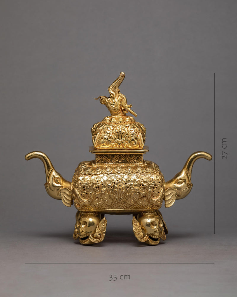Elephant Incense Burner | Plated With Pure Gold | Ritual Items
