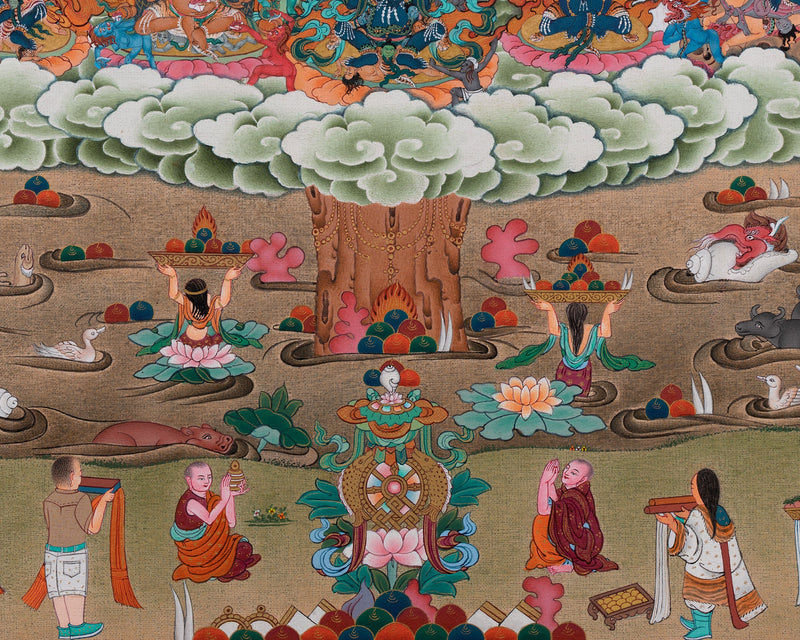 Sakya Refuge Tree | Vajradhara lineage Thangka Print | Tibetan Thangka Paintings Print