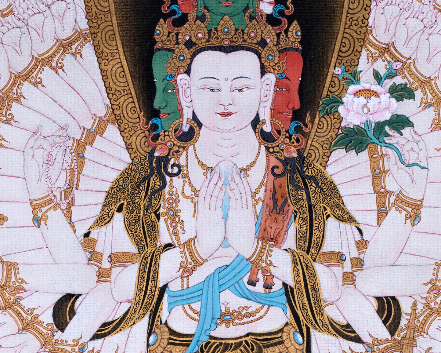 1000 armed Avalokiteshvara with Bodhisattva Thangka | Tibetan Art Prints