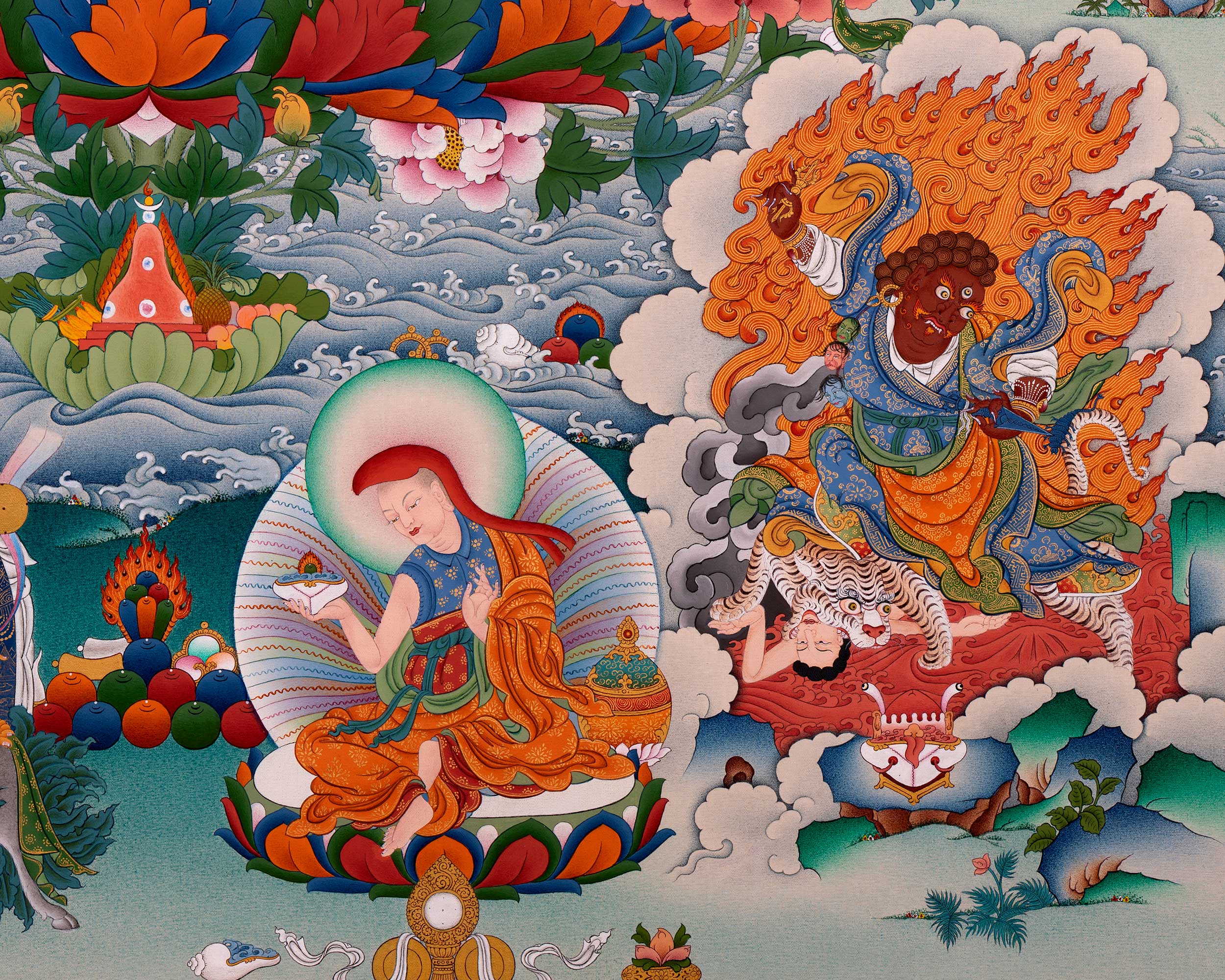 Guru Padmasambhava Manifestation Thangka | Tibetan Thangka Canvas Print