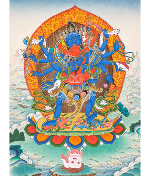 12 Armed Chakrasamvara Thangka | Meditational Deity | Tibetan Yidam Paintings