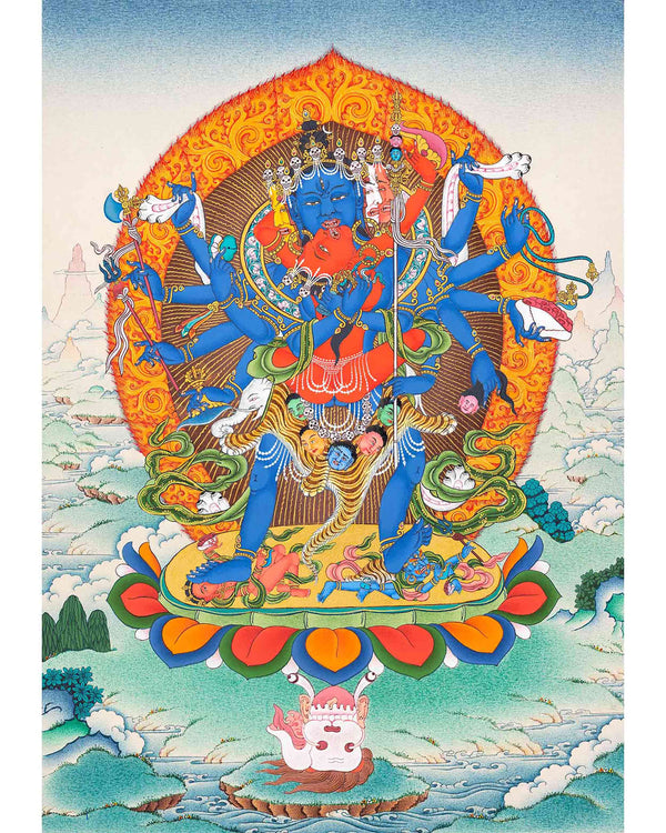 12 Armed Chakrasamvara Thangka | Meditational Deity | Tibetan Yidam Paintings