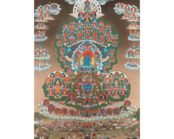 Sakya Refuge Tree Thangka | Vajradhara lineage | Tibetan Traditional Art