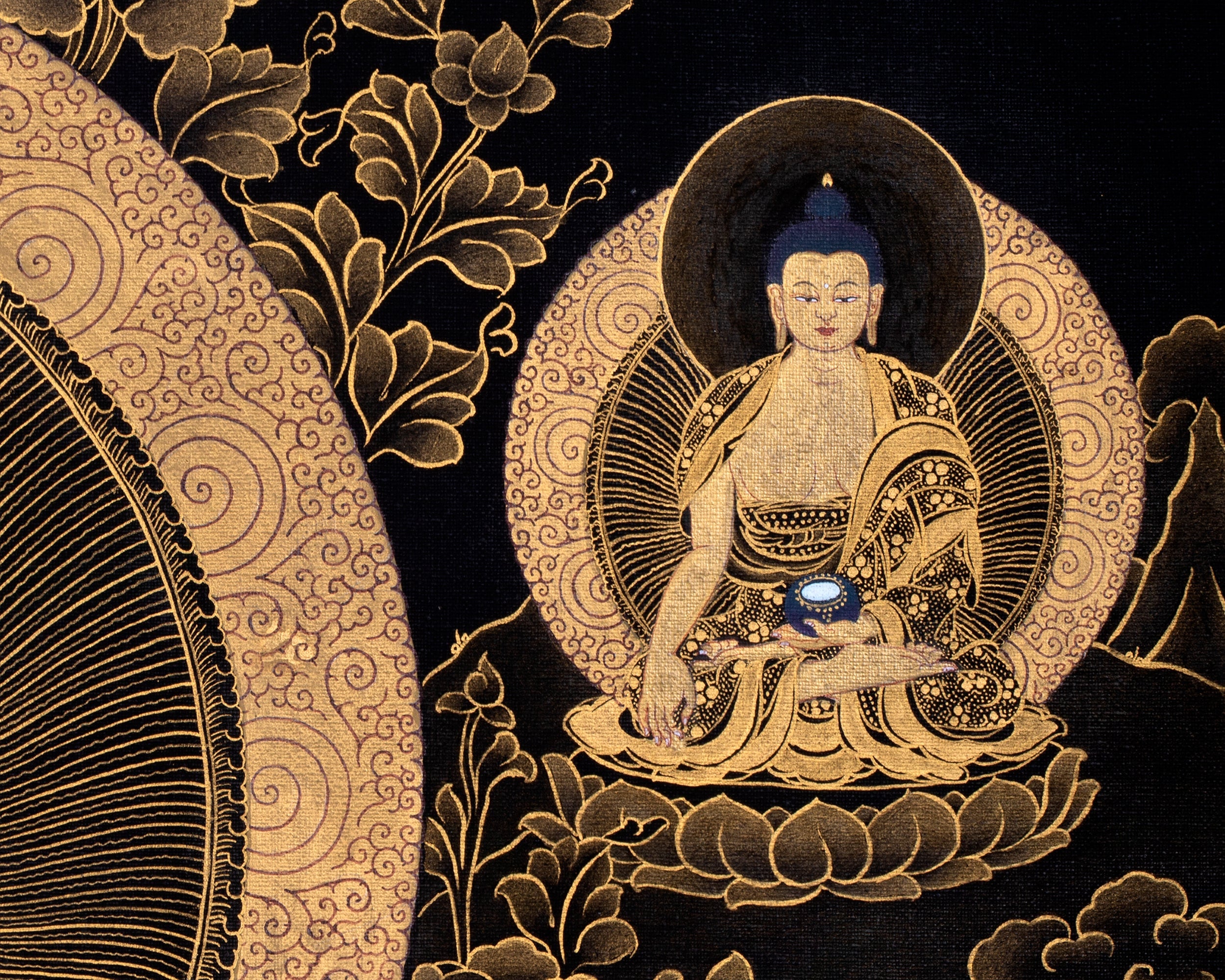 Eight Shakyamuni Buddha Thangka | Traditional Tibetan 24K Gold Buddhist Art