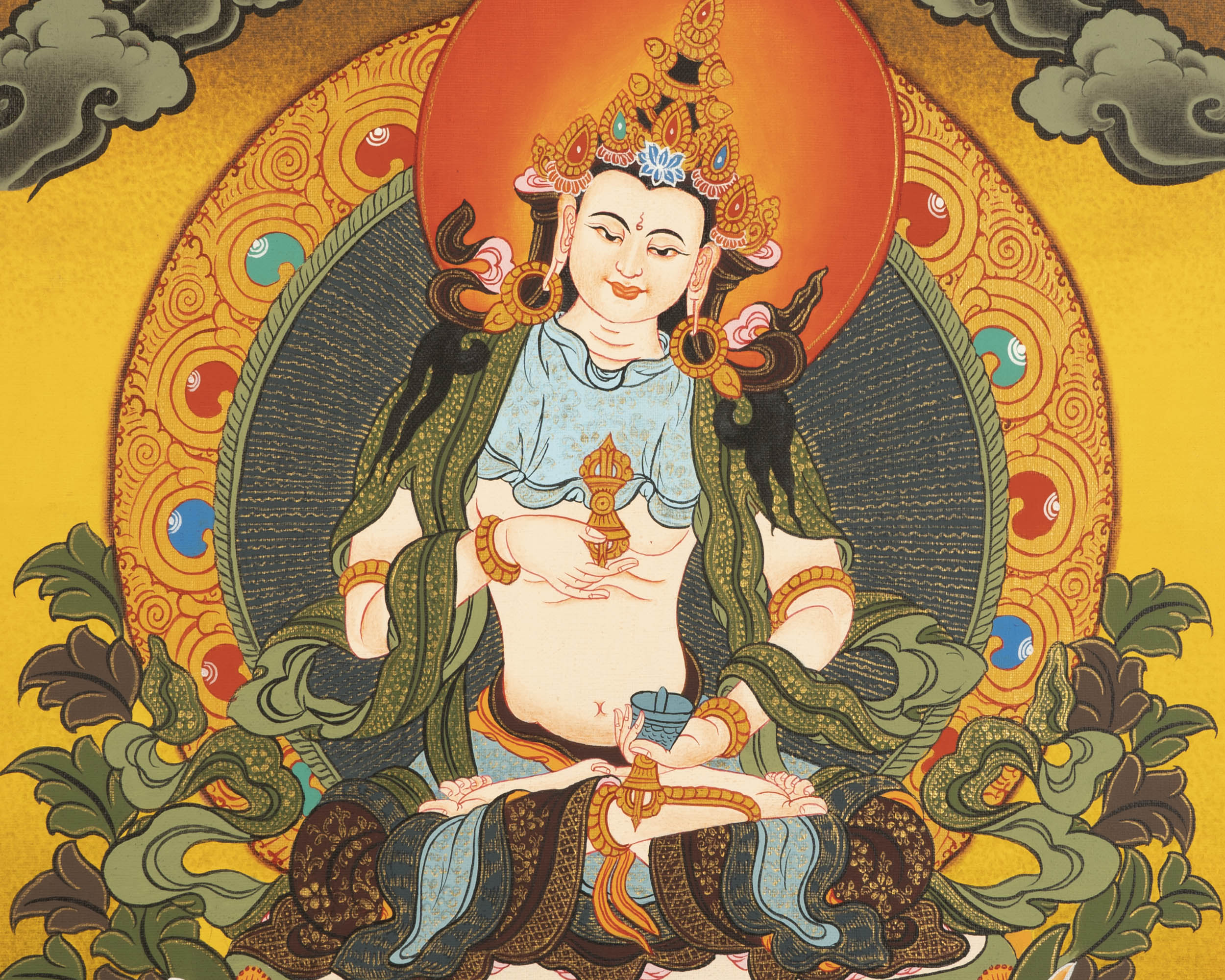 Vajrasattva Buddhist Thangka | Religious Wall Decor