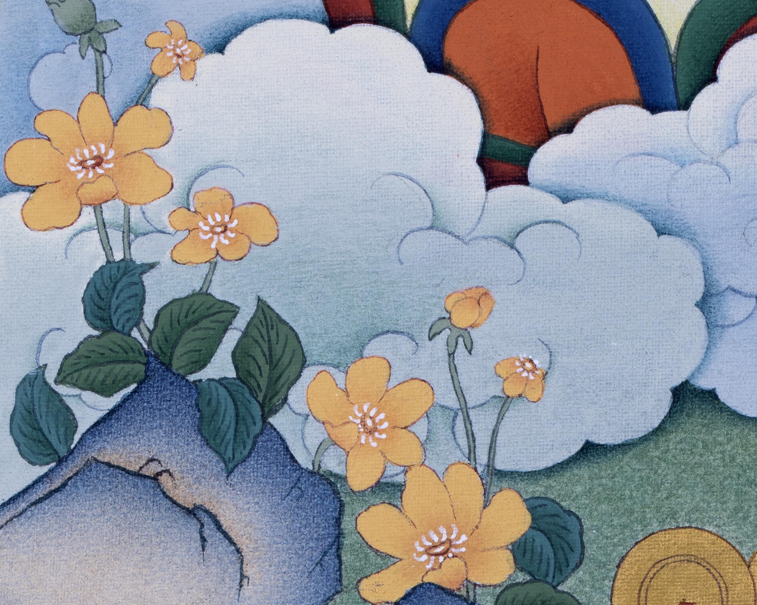 Namgyalma With Amitayus and White Tara Thangka Print | High Quality Giclee Canvas Print