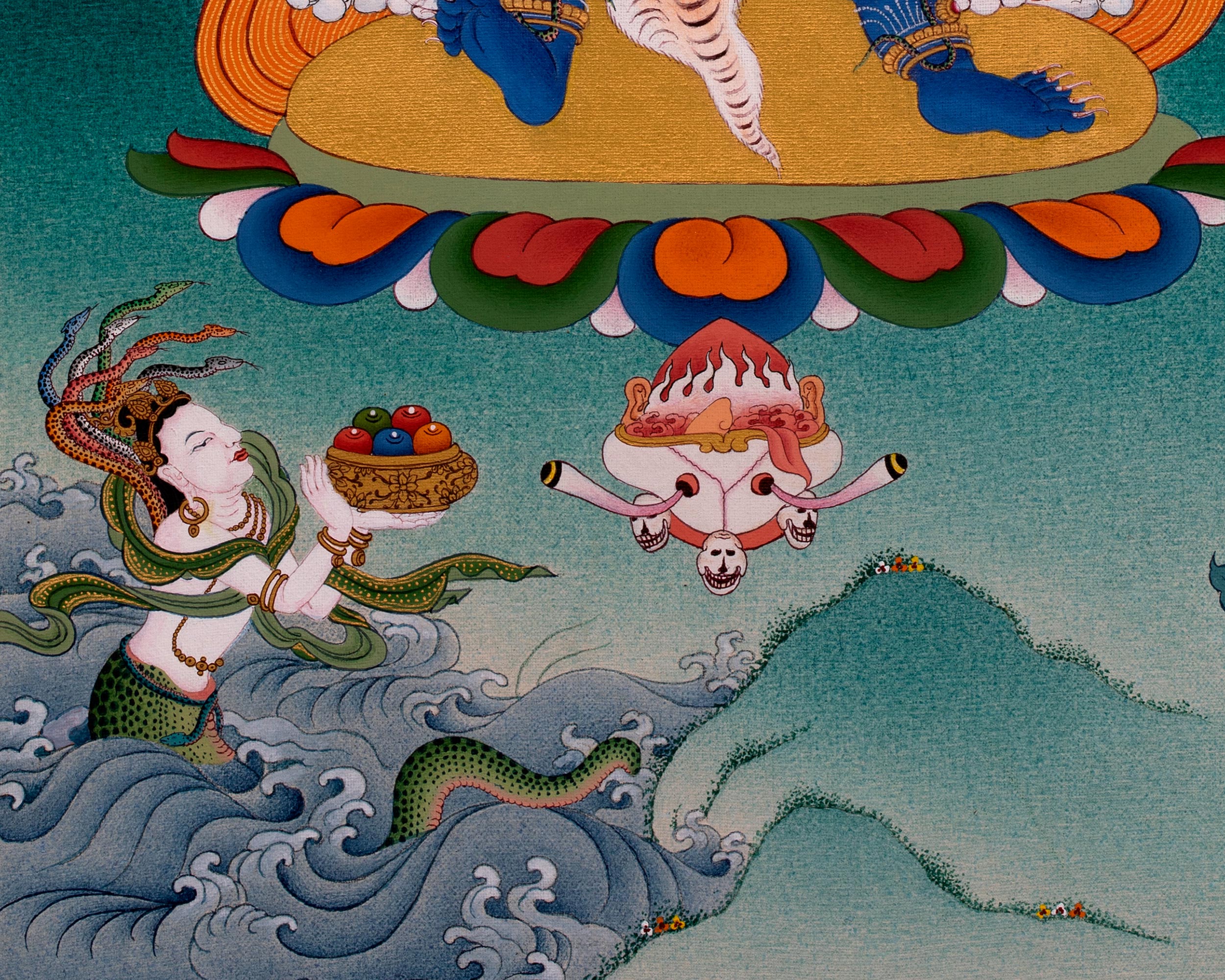 Guru Padmasambhava Manifestation Thangka | Tibetan Thangka Canvas Print