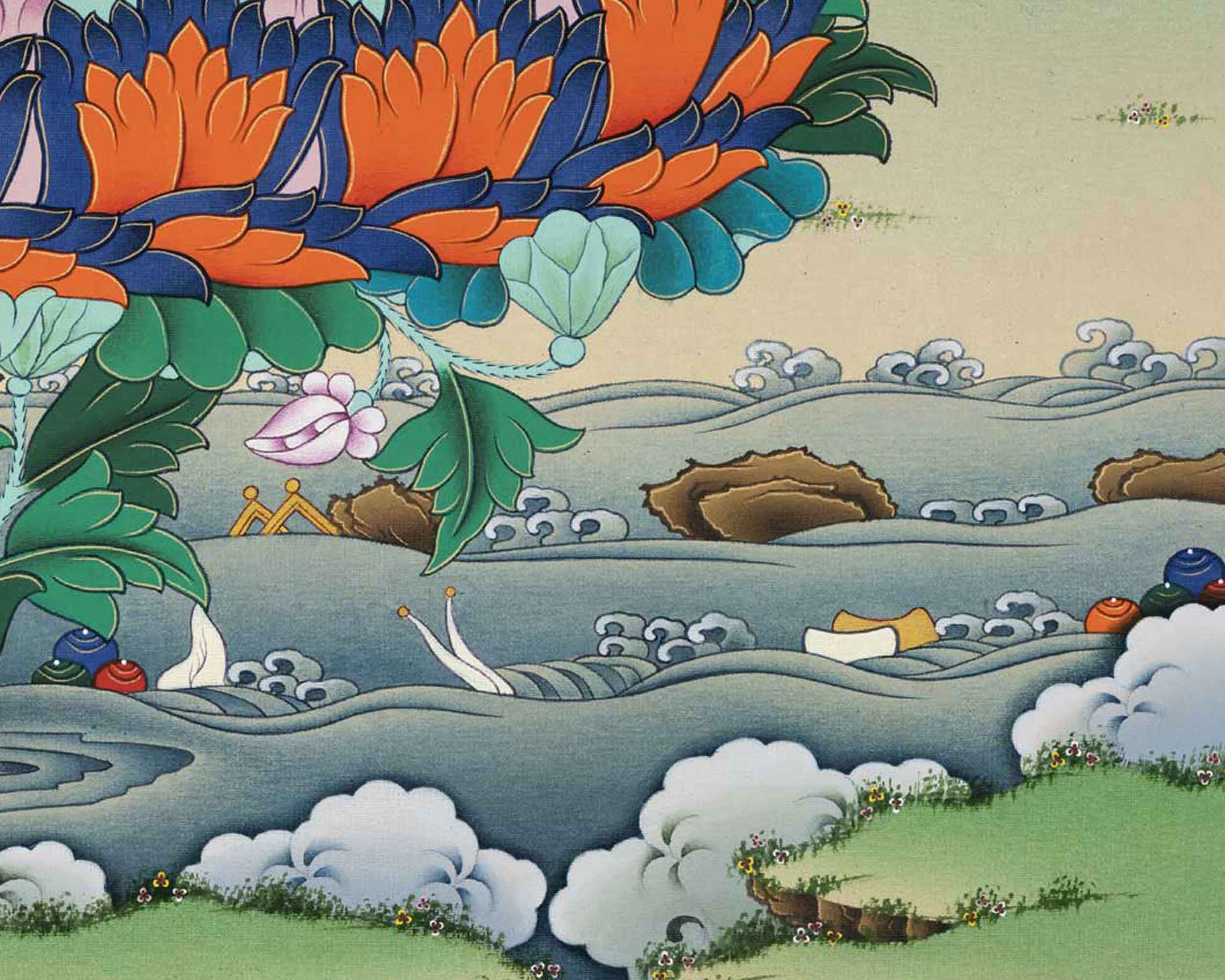 Guru Rinpoche Thangka Print | Lotus Born Master | Crafts Gifts Nepal