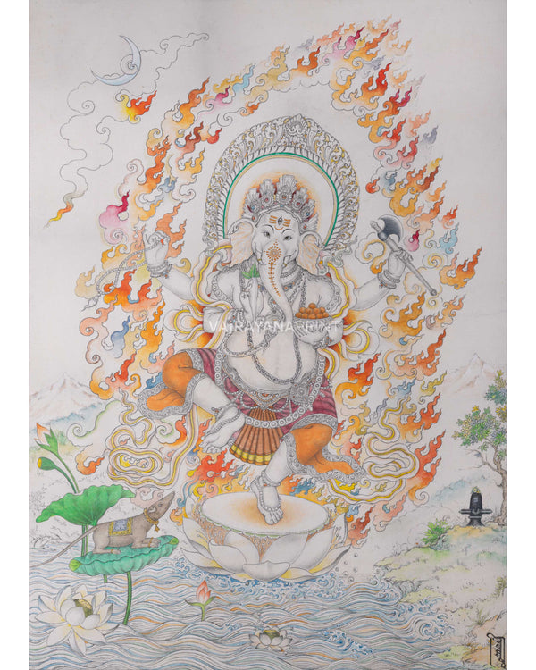 Jai Ganesh Aarti Print As Spiritual Room Decor  | Deity Of Remover Of The Obstacles