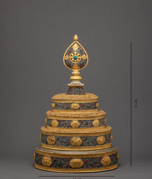 High-Quality Offering Mandala Set | Handmade Filigree Carving | Original Stones Inlay