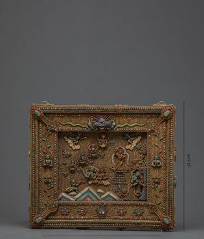 Buddha Story Frame Wall Art Decor | Large Vintage Gold Plated Ornate Frame | Buddhist Wall Decoration