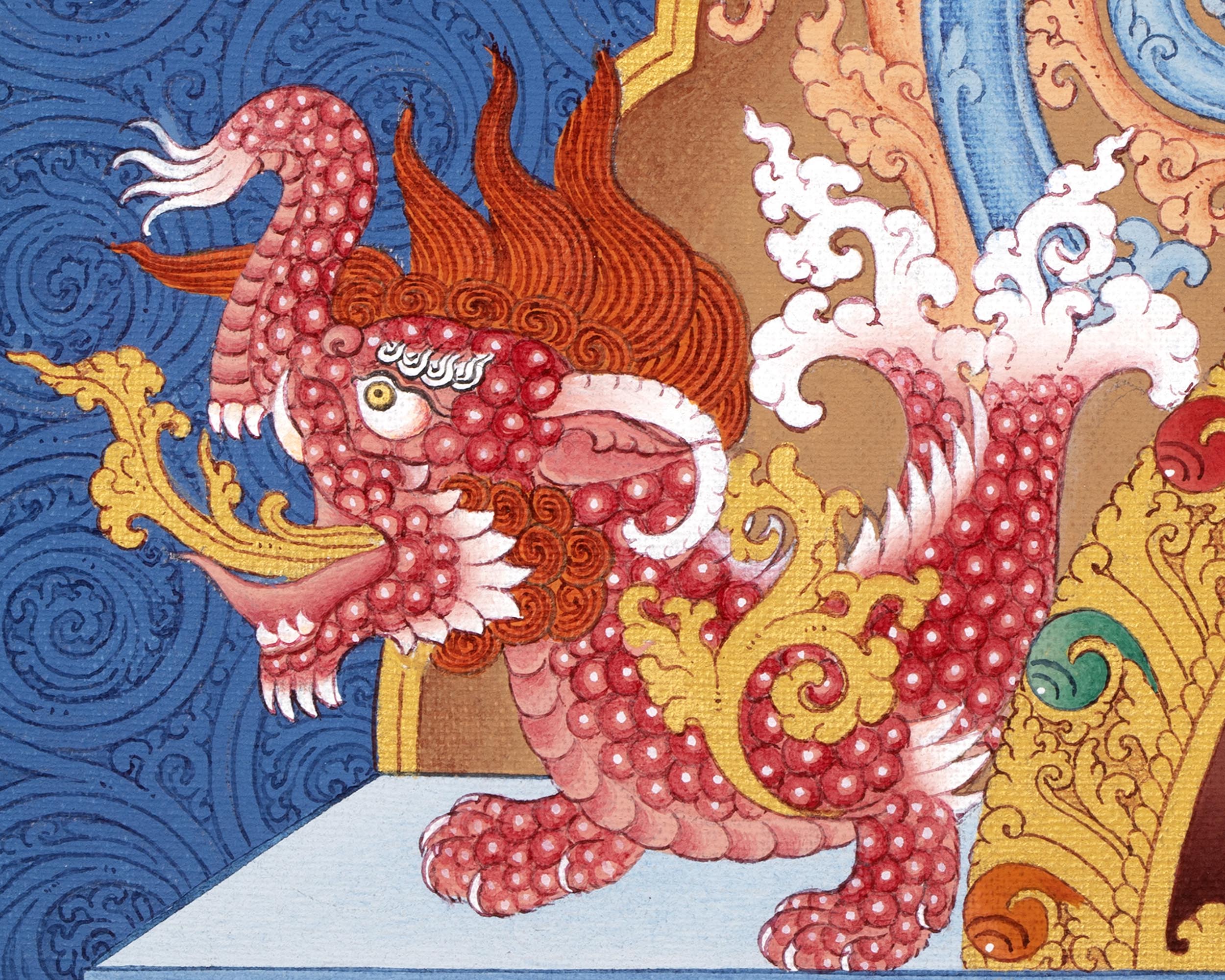 Chenrezig with Manjushri and Vajrapani Thangka | Vajrayana Print With High Quality Giclee