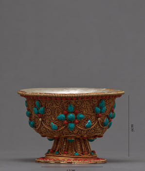 Seven Offering Bowls | Tibetan Copper Bowls with Filigree Carving |Buddhist Altar Offerings