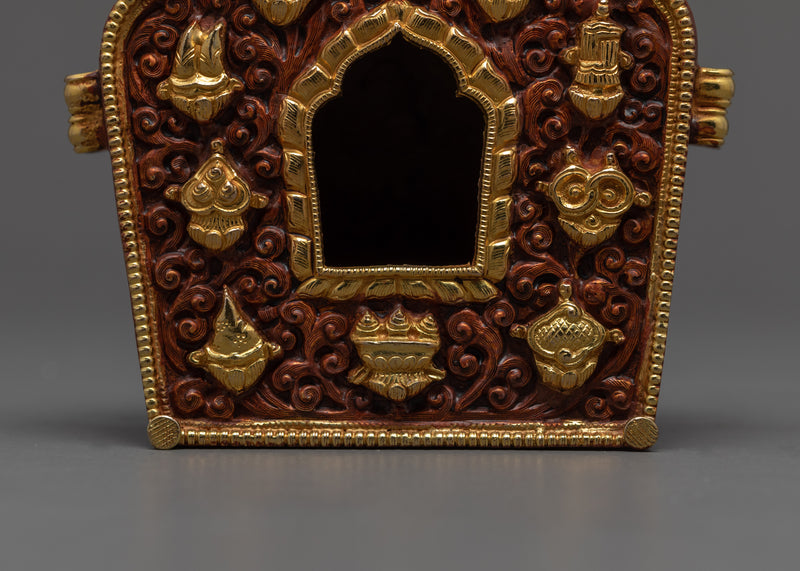 Ghau Box | Tibetan Handcarved Prayer Box | Mini Buddhist Souvenir