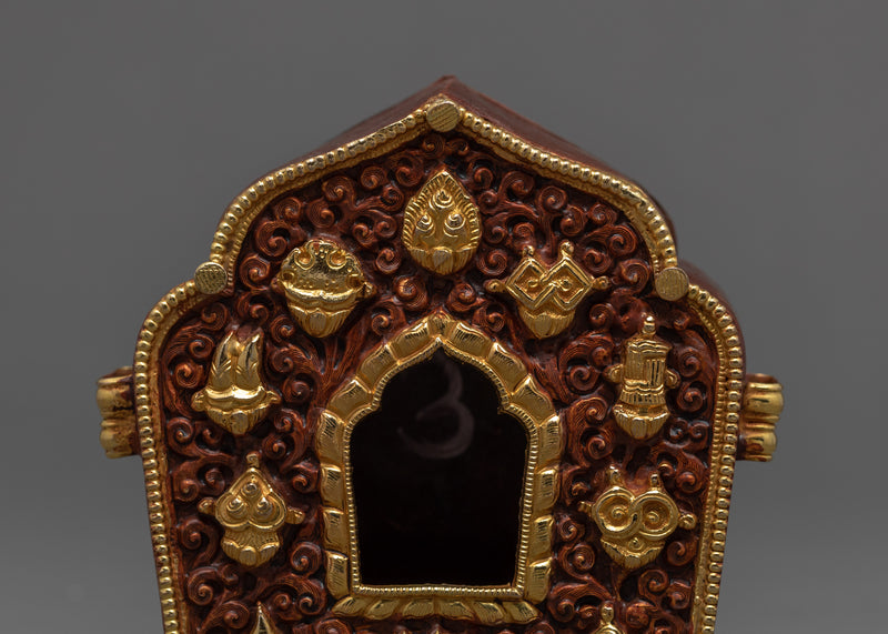 Ghau Box | Tibetan Handcarved Prayer Box | Mini Buddhist Souvenir
