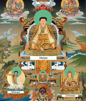 Marpa With Others Deities Thangka | Traditional Buddhist Art